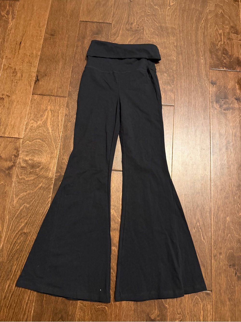 Offline Black Fold-Over Waist Flared Yoga Pants